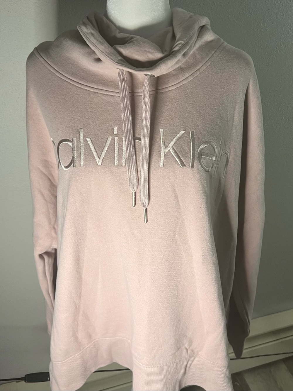 Calvin Klein Pale Pink Embroidered Logo Hoodie